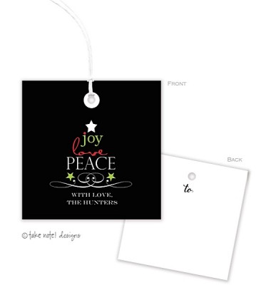 Christmas Gift Tags, Joy Love Peace, Take Note Designs
